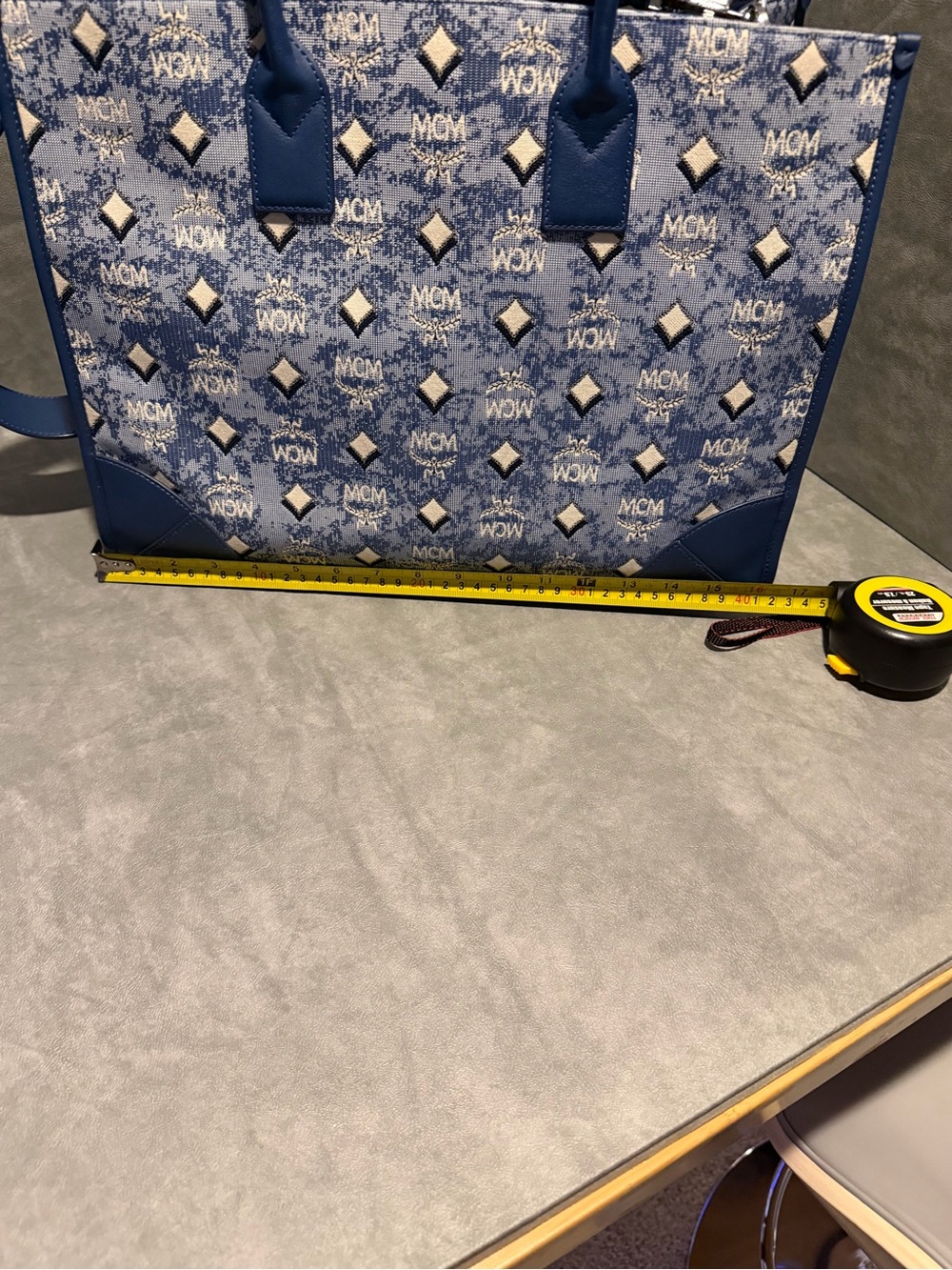 MCM Jacquard Monogram Munchen Extra Large Tote Bag with Pouch & Shoulder Strap - Picture 12 of 16